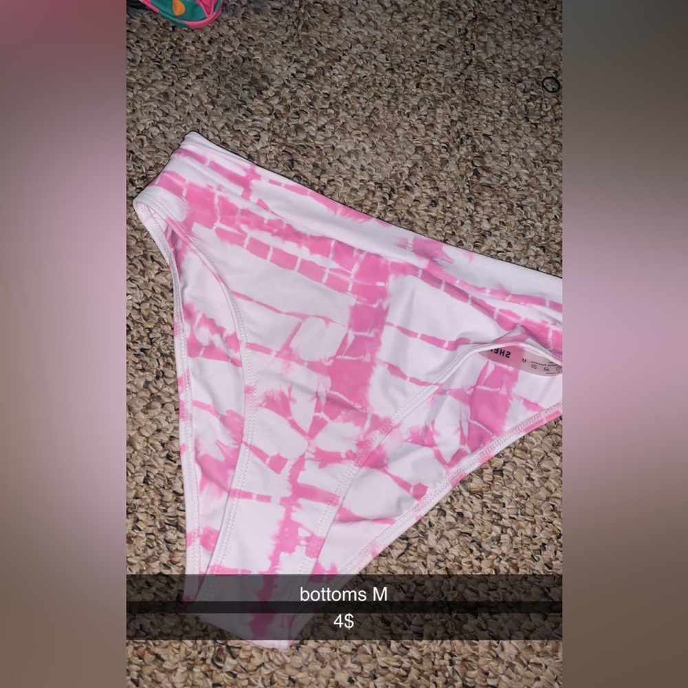 pink and white high waisted bottoms
